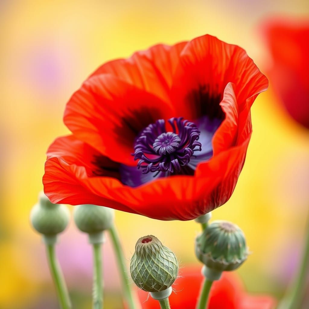 Close-up of a Poppy Flower in Full Bloom