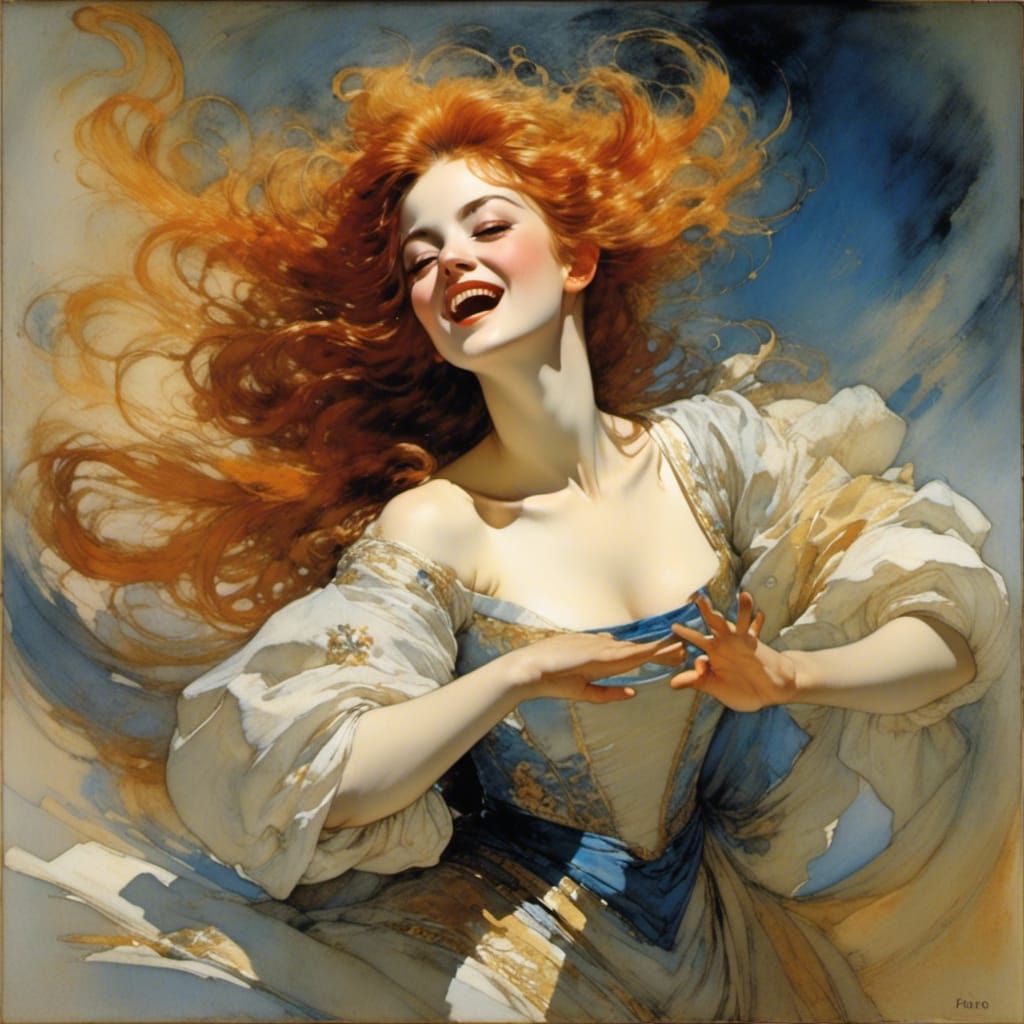 Dancing Redhead in Baroque Style