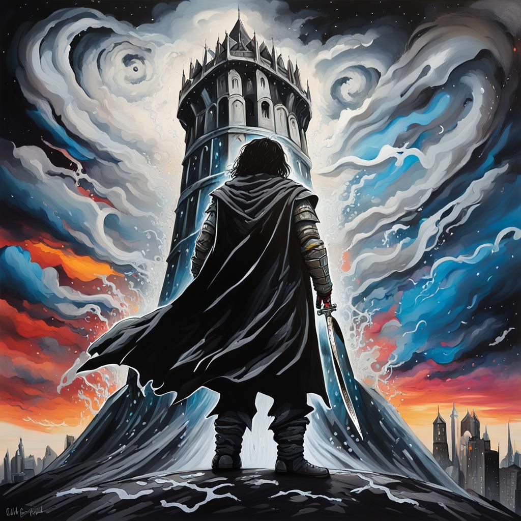 Hobbit at Iron Tower in Graffiti Art Style