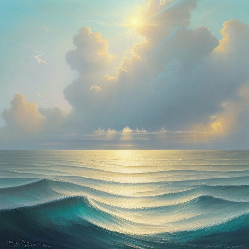 Surreal Seascape Masterpiece with Soft Golden Light