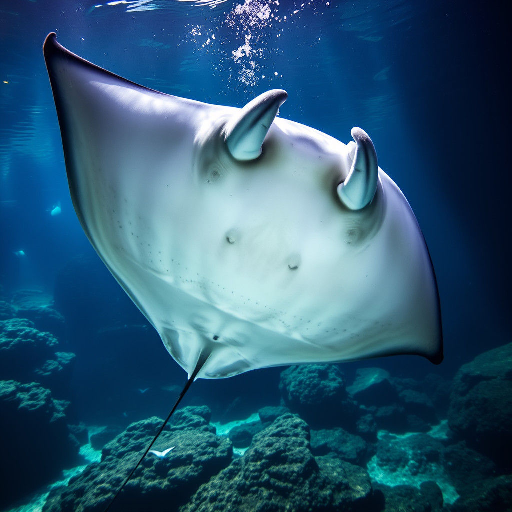 Majestic Manta Ray in Crystal Waters: Close-Up