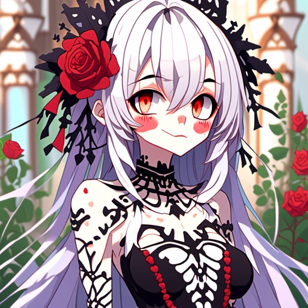 Skeleton Girl with Roses by Haunted House