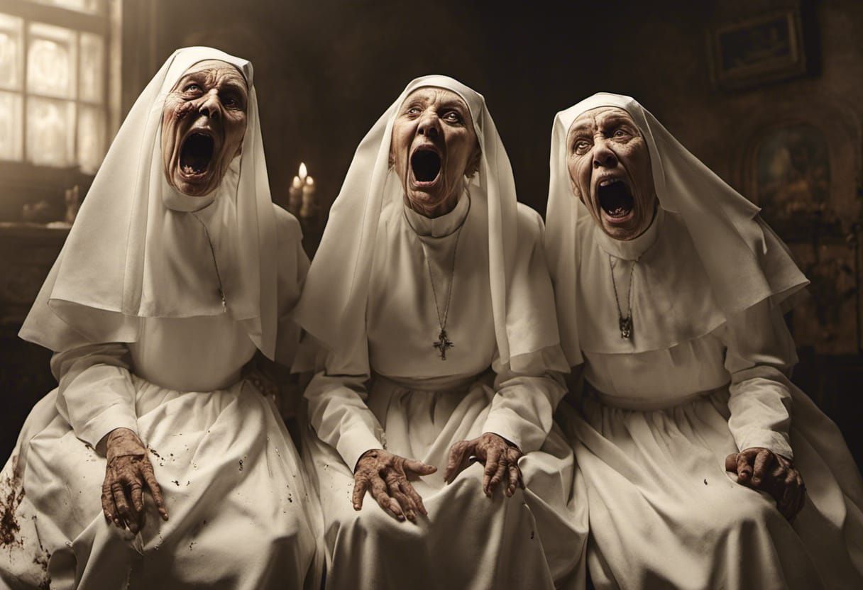 Terrifying Nun Apparitions in a Horror Nightmare