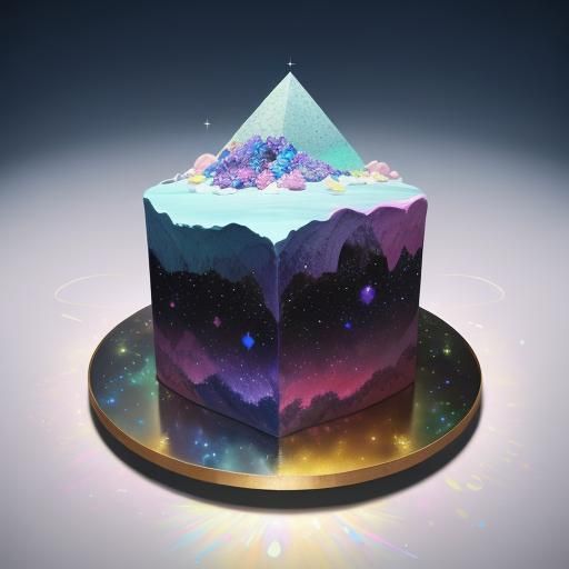 Vibrant Cosmic Cake in Surreal Astral Plane