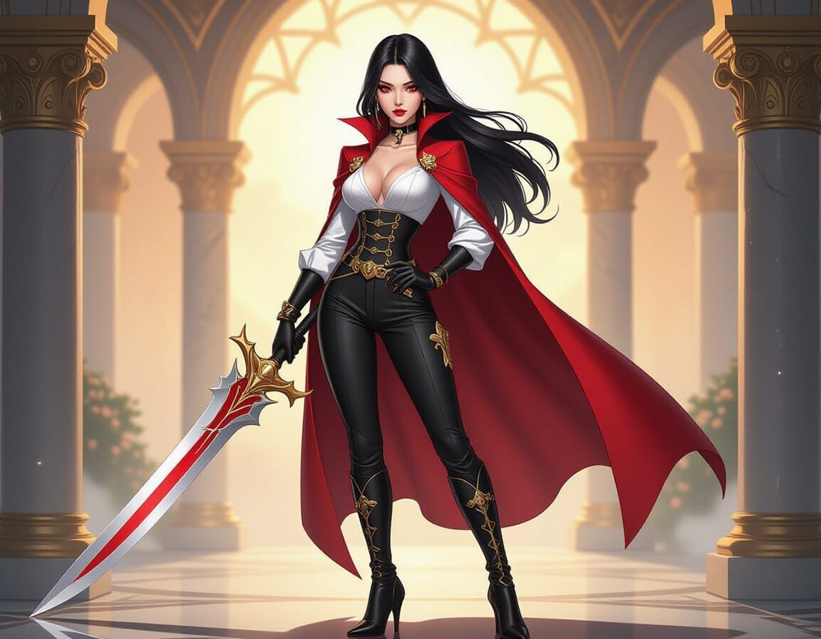 Vampire Woman with Cutlass in Manga Scan Style