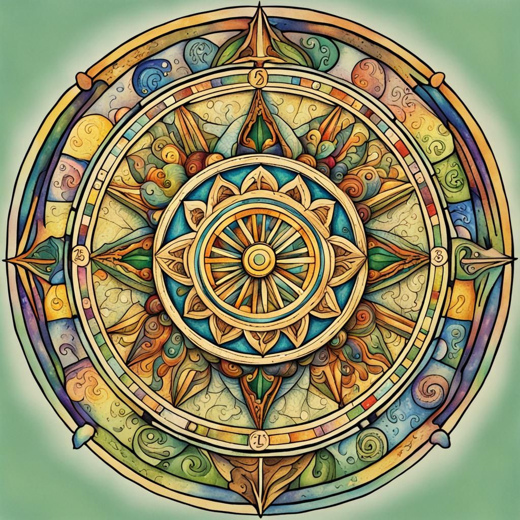 Wheel of Fortune Tarot Symbol Mandala Art