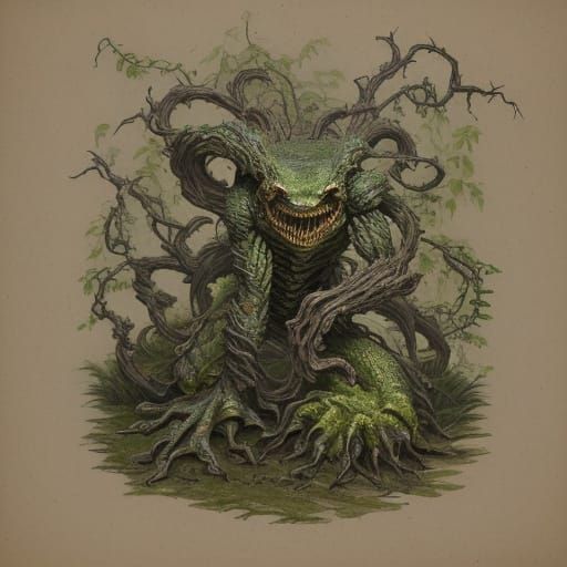 Cyborg Frog Warrior in Earthy Biomorphism