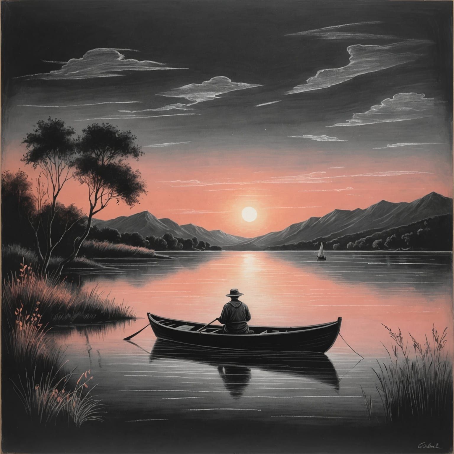 Chalkboard art Tranquil Lake