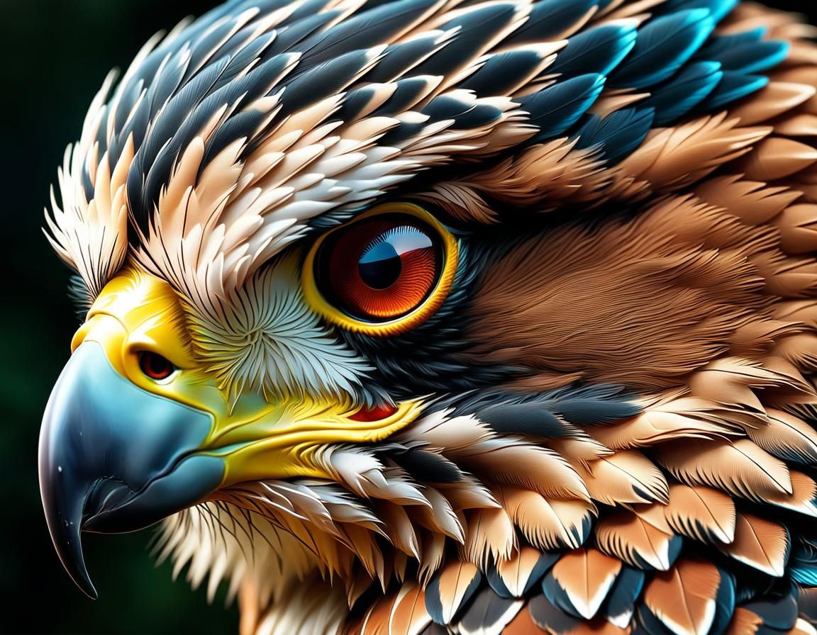 Hyperrealistic Falcon Portrait in Digital Art Style