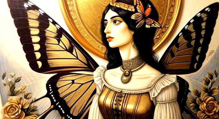 Surreal Black Woman Butterfly Portrait in Metaphysical Style