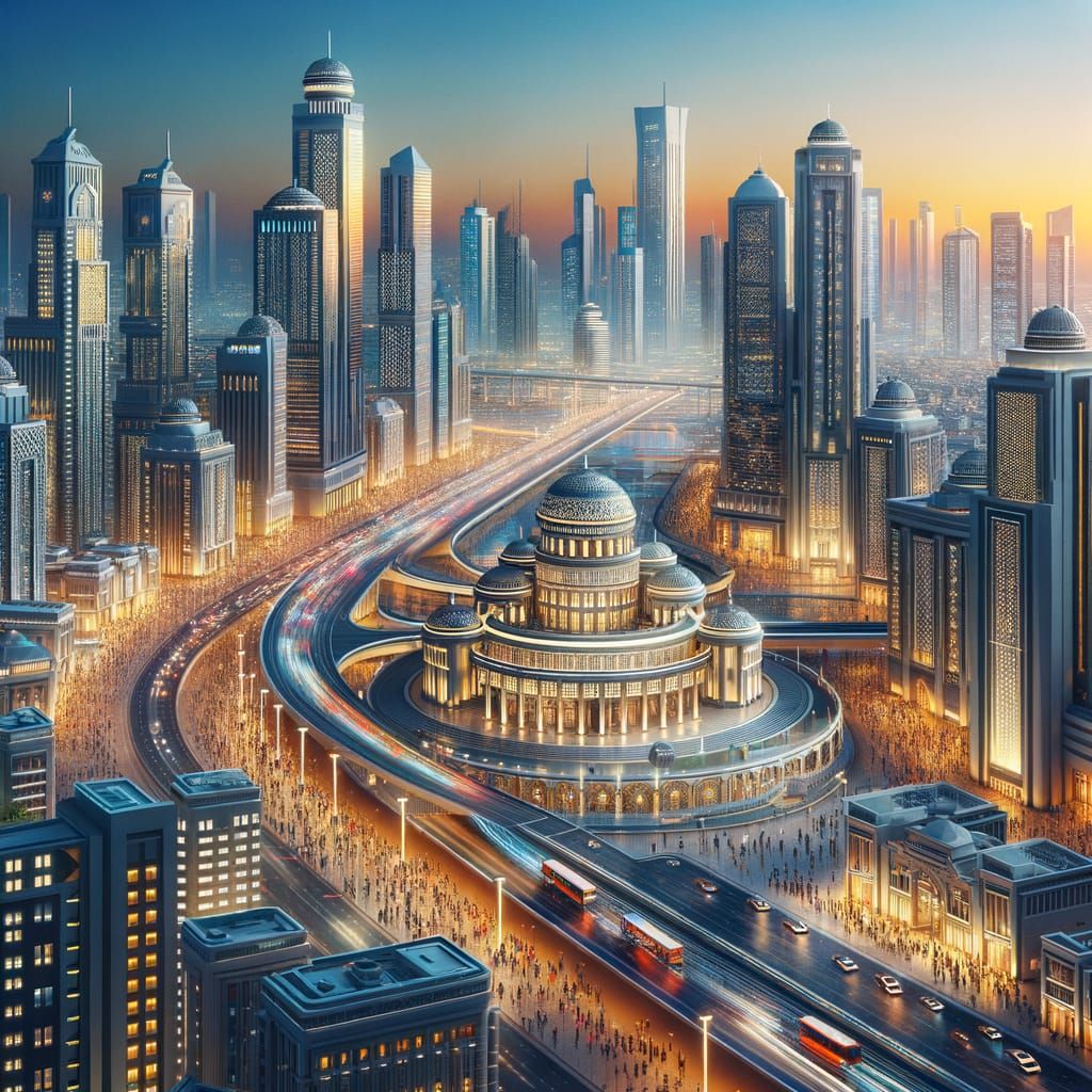 Bustling Bantu Cityscape at Night