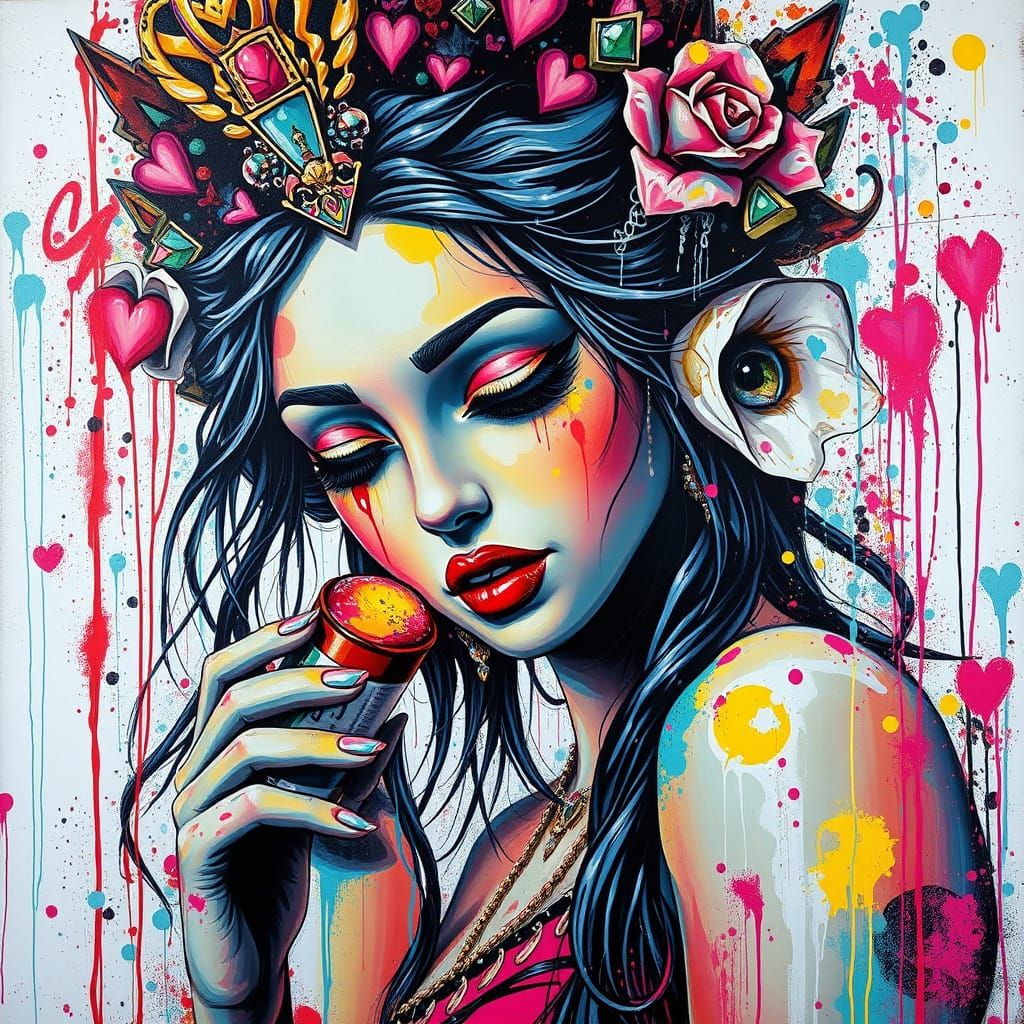Goddess Seeks Love in Vibrant Graffiti Art Style