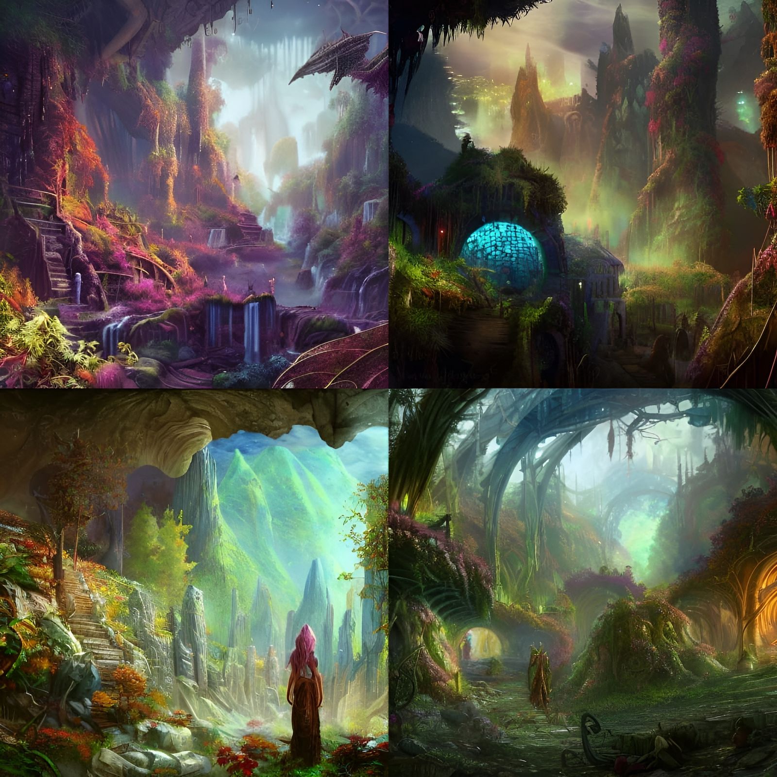 Post-Apocalyptic Elven Cave City: Digital Sci-Fi Art