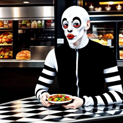 mime trying (and failing) to order food.