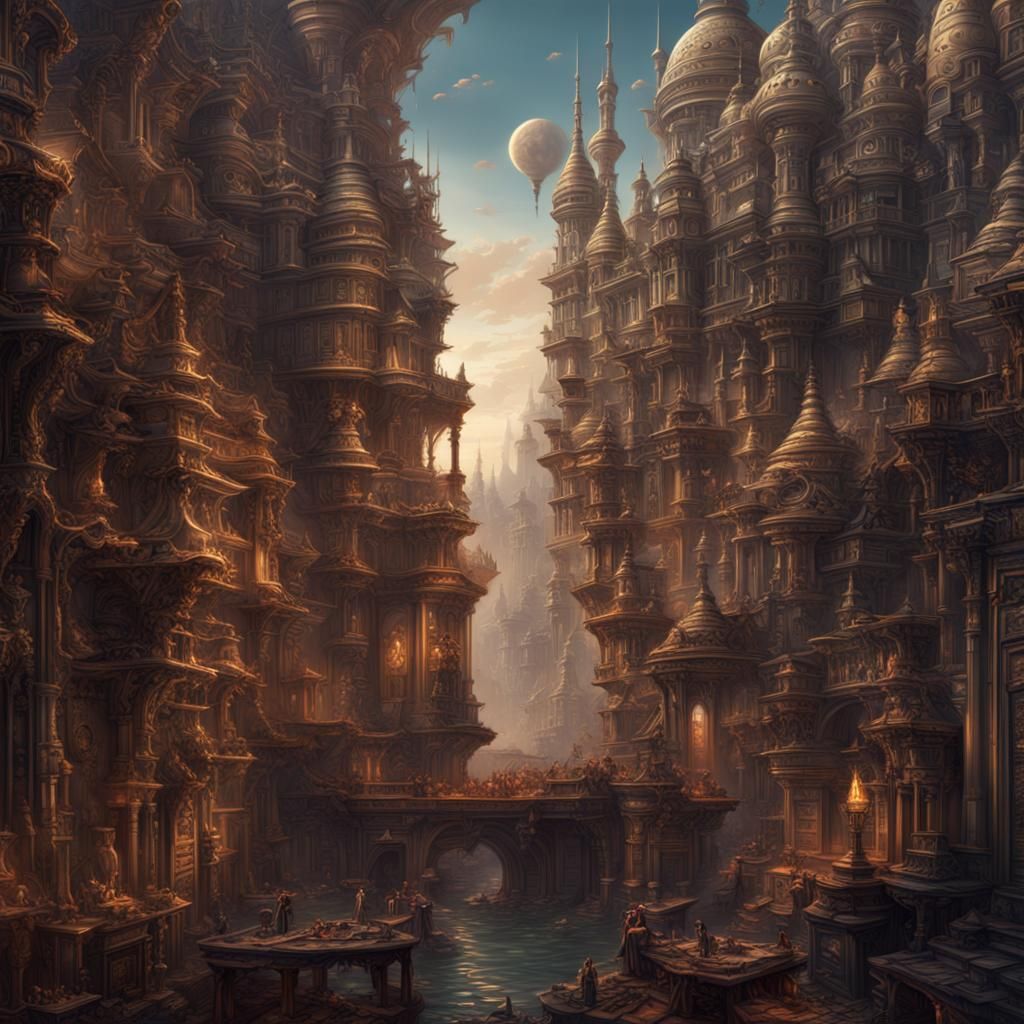 Epic Metallic Artwork: Detailed Digital Matte Painting