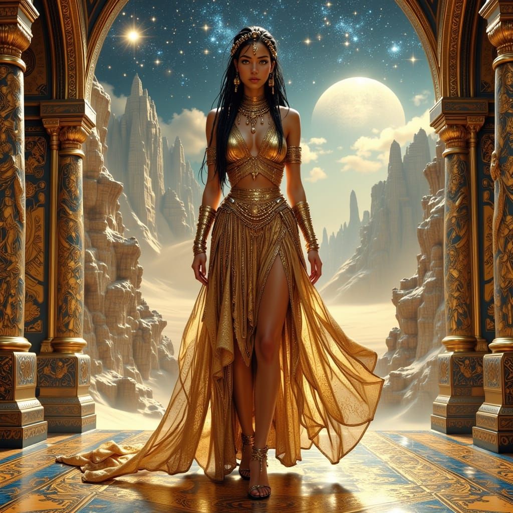 Futuristic Egyptian Priestess in Space