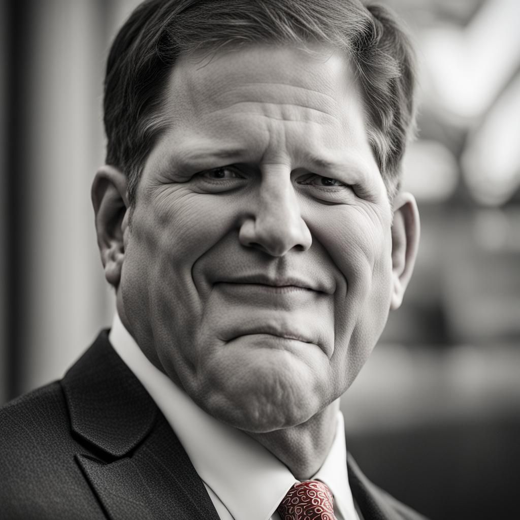 Hyperrealistic Portrait with GOP Decal on Forehead