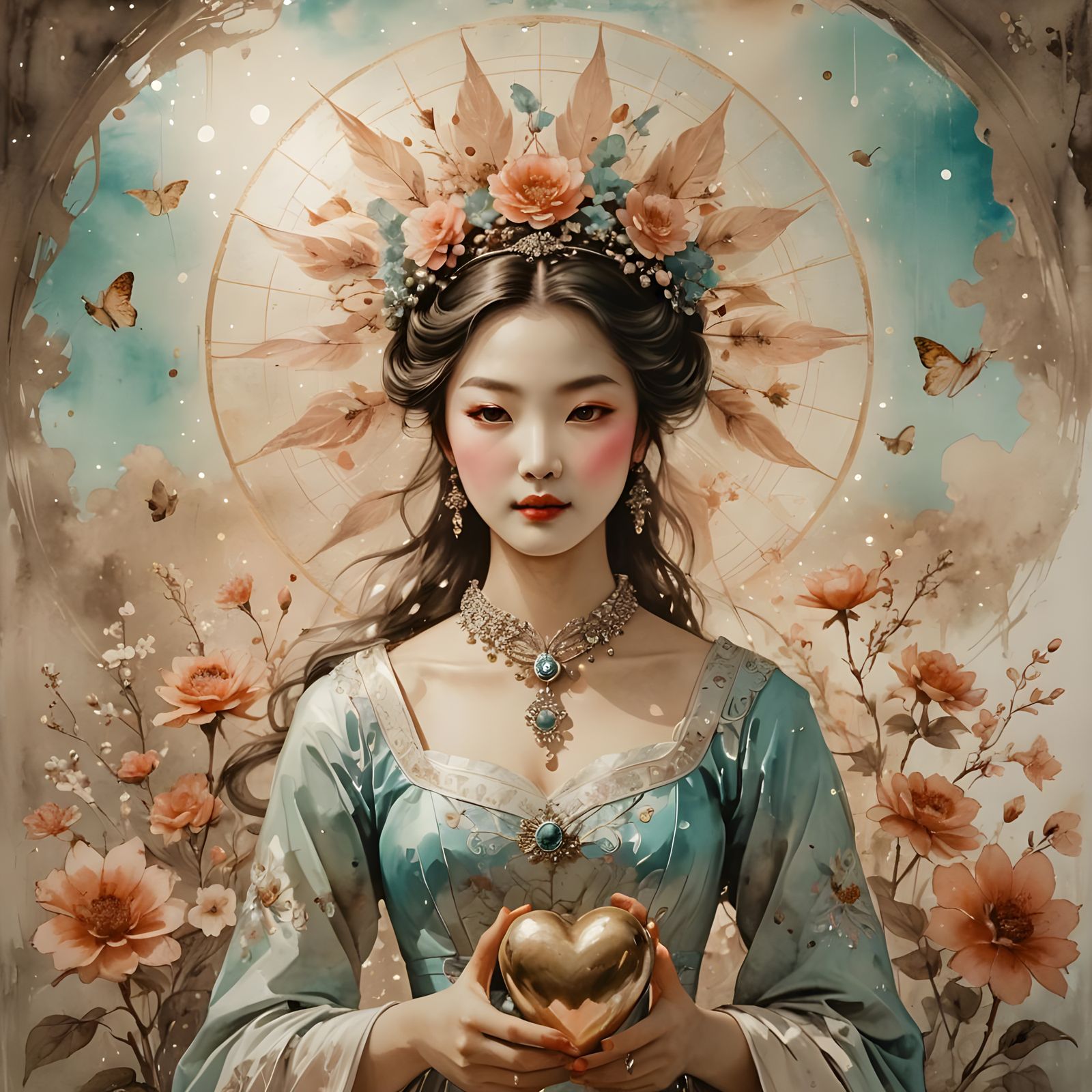 Sumi-e Heart in Bauhaus Pop Art Style