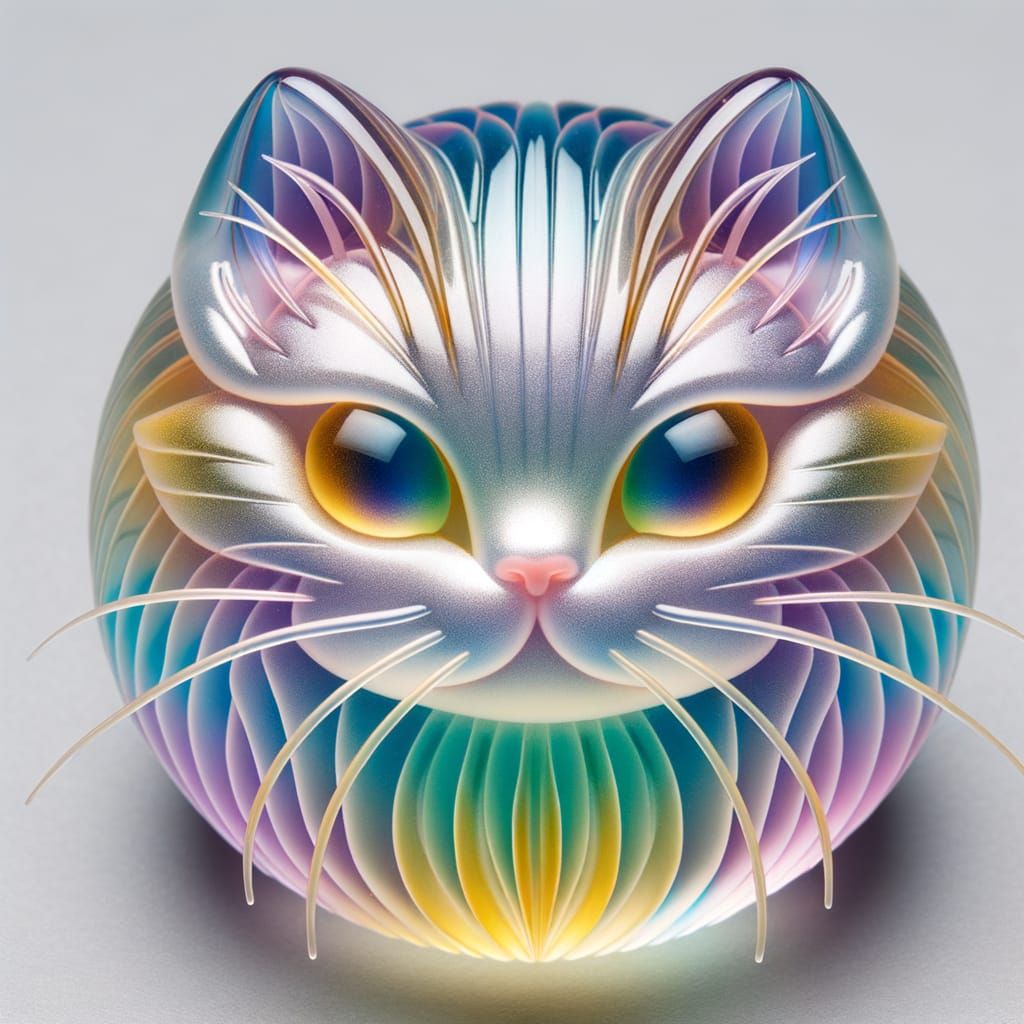 3D Translucent Cat-Themed Wagashi: Japanese Sweet Art