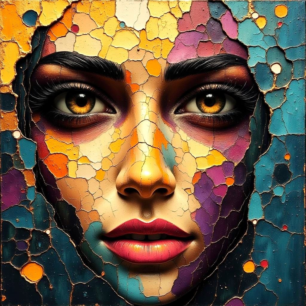 Ethereal Indian Bride in Gold and Turquoise Oil Painting