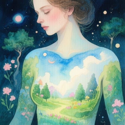 Arcadian Dreams Within a Body as Watercolours