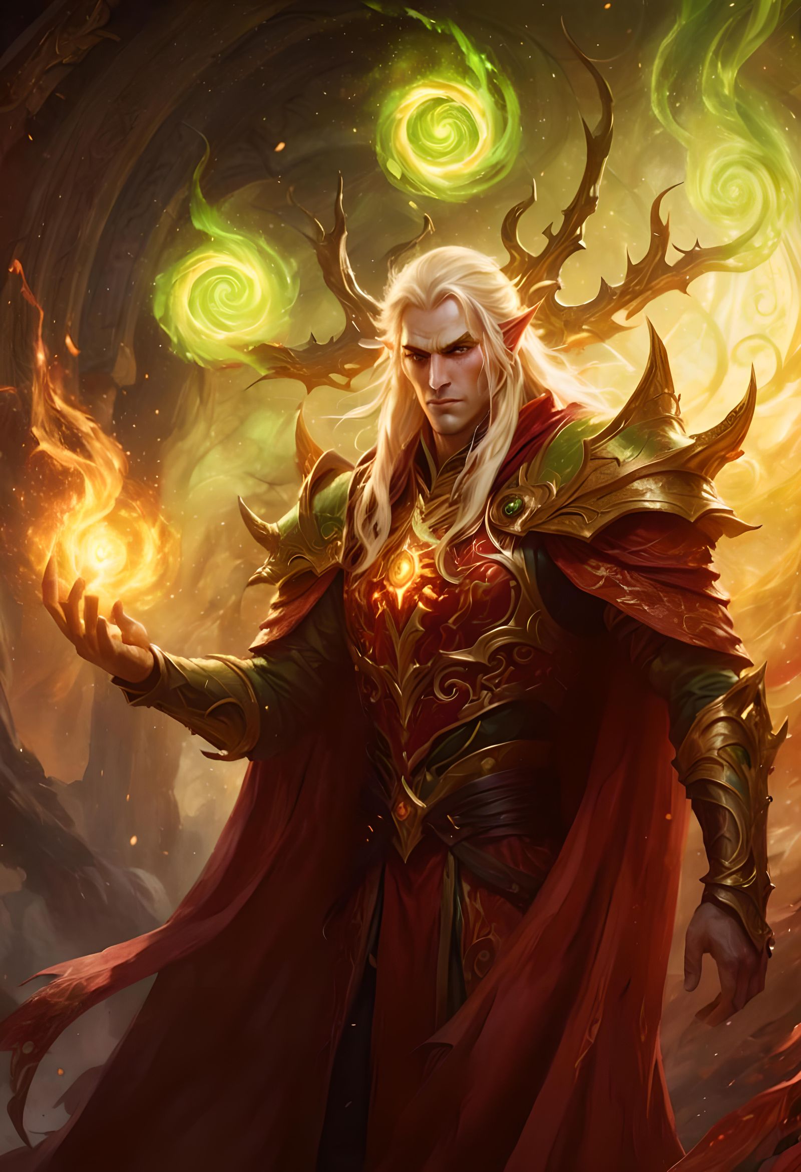 Blood Elf Mage in Red and Gold Armor