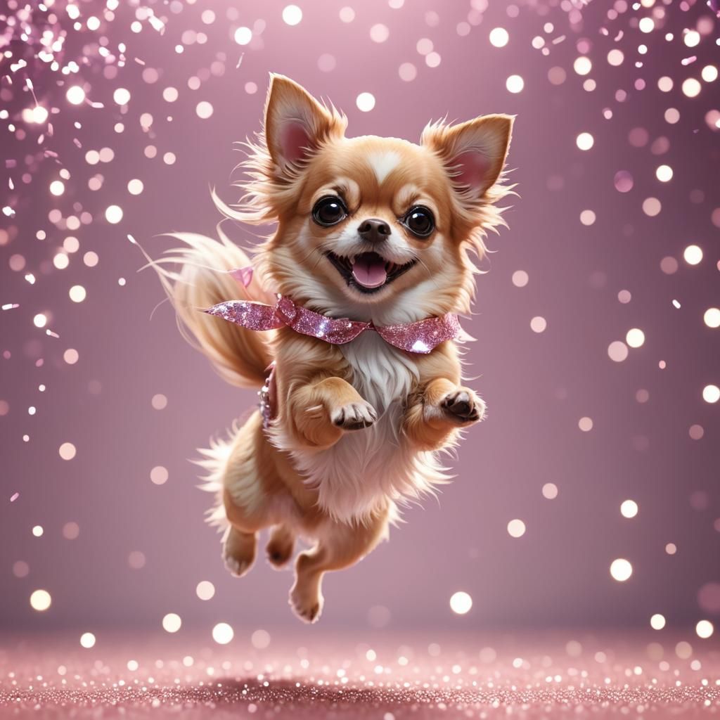 Happy Chihuahua Jump in Anime Style