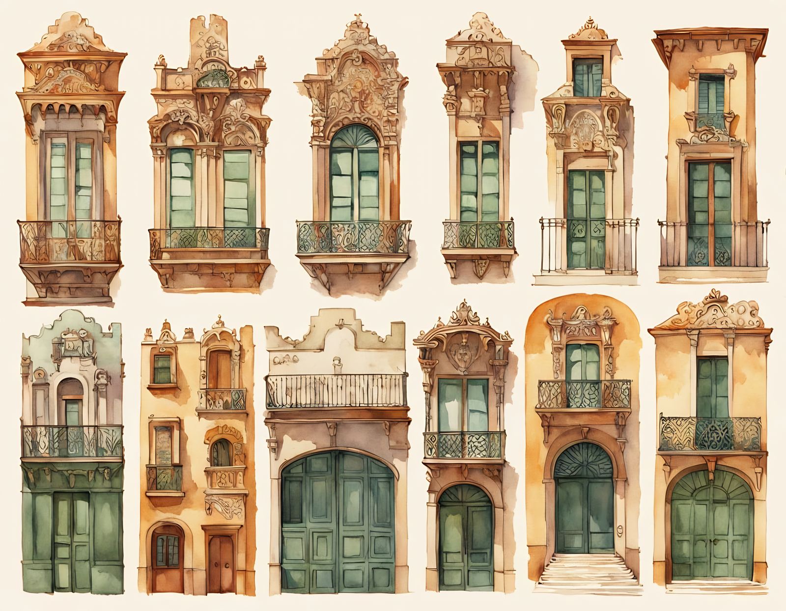 Old Castilian gates and balconies