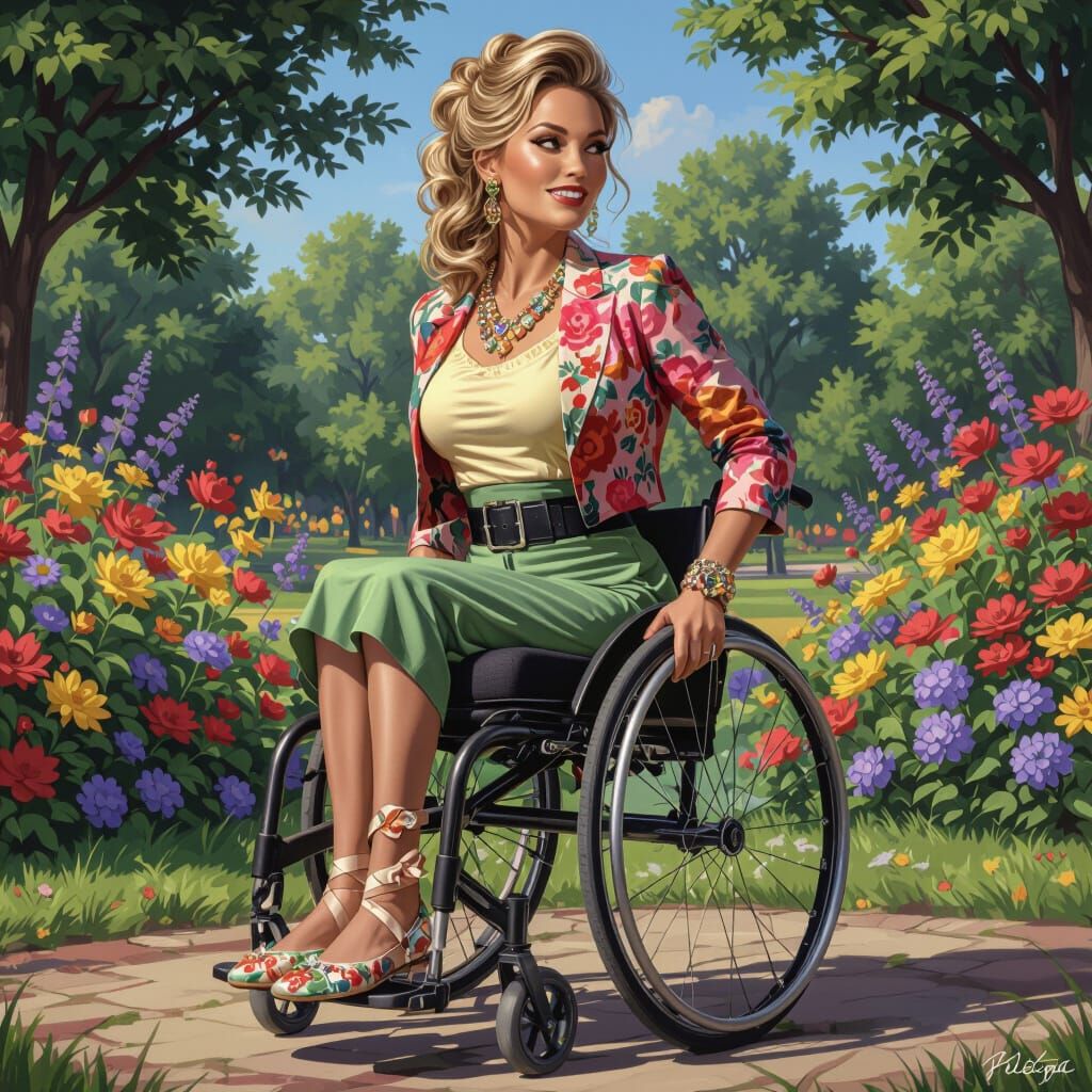 Paraplegic Woman Enjoys Sunny Day in Park