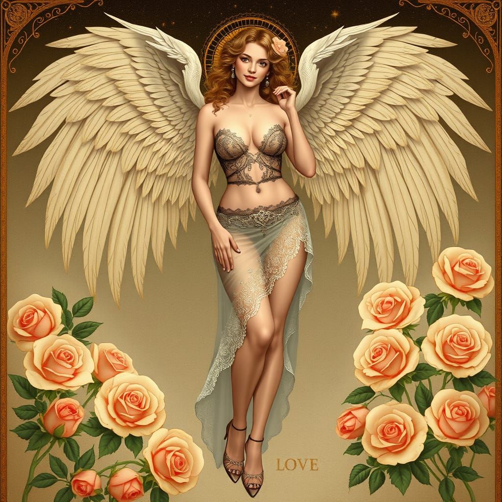 Angel of Love in Art Nouveau Style
