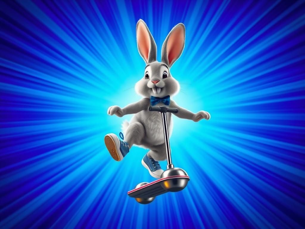 Bunny on Pogo Stick: Whimsical 3D Digital Art