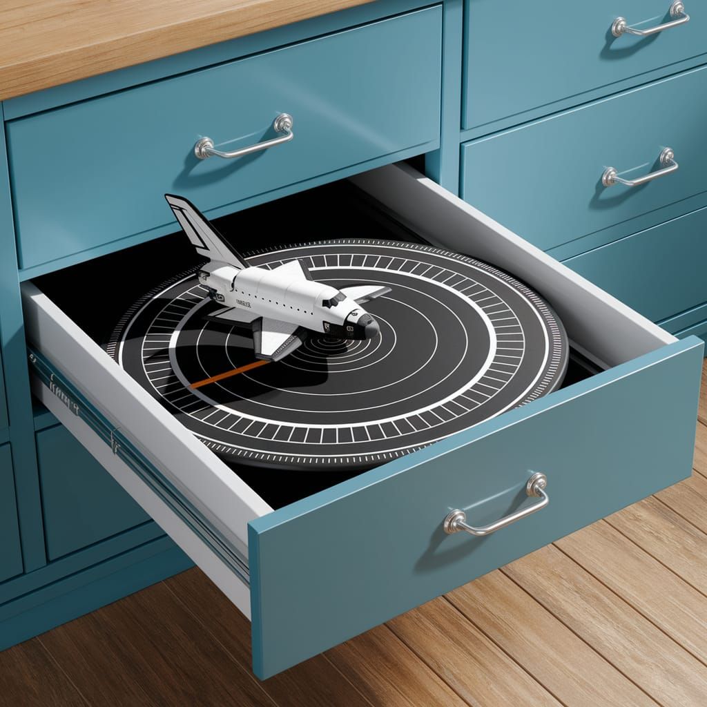 Space shuttle in a drawer