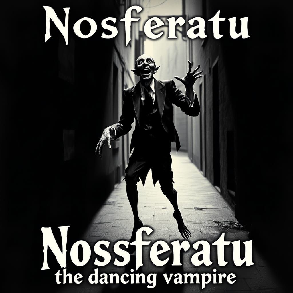 Comedic Nosferatu Dancing in Expressionist Shadows