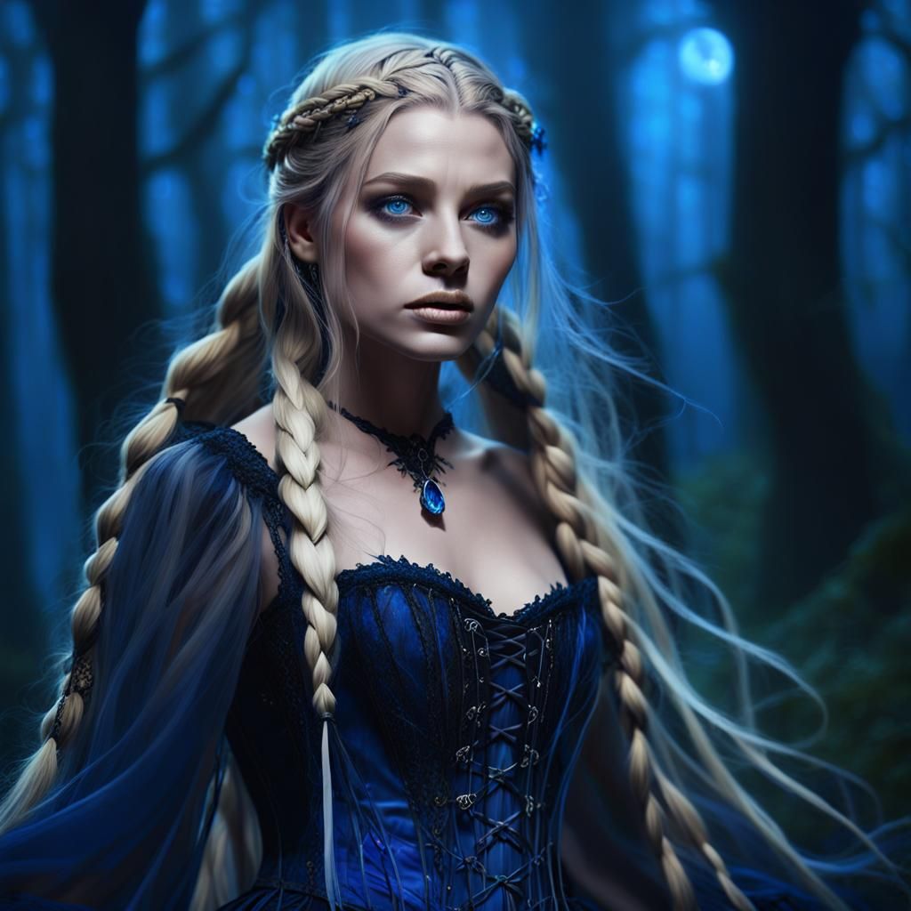 Girl Witch in Forest: Fantasy Concept Art