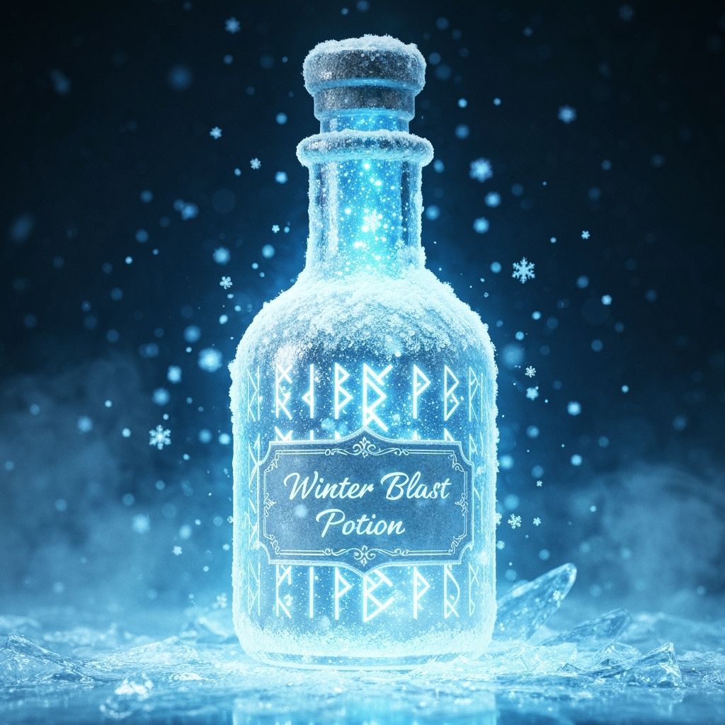 Mystical Frost Potion Bottle Glowing With Icy Blue Light