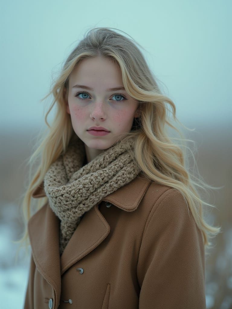Norwegian Girl in Winter Fashion, Autochrome Style