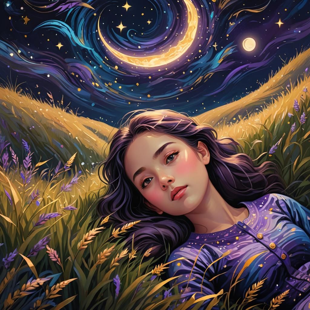 Dreamy Starry Night Digital Illustration