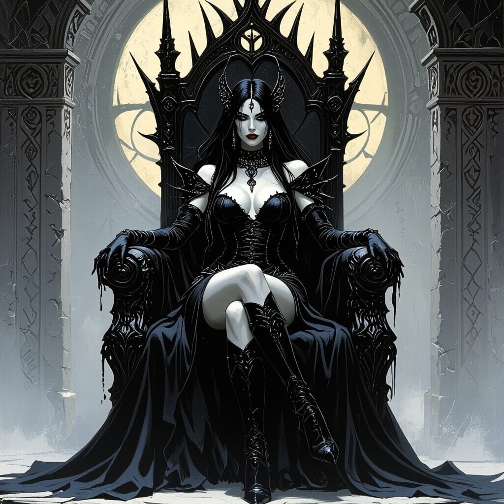 Gothic Queen Lillith on Ominous Throne