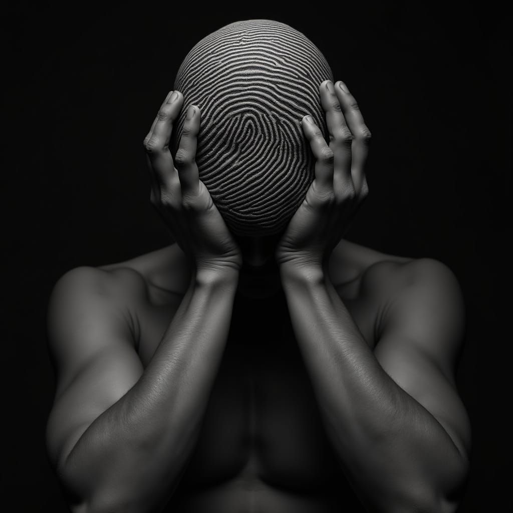 Surreal Monochrome Portrait of Identity and Anonymity