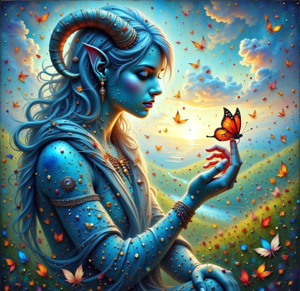 Ethereal Blue Alien Bids Spring Farewell