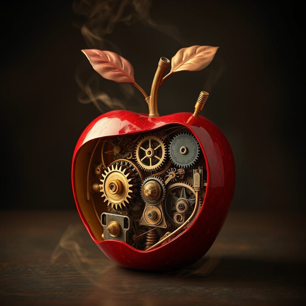 Mechanical Apple. Steampunk style