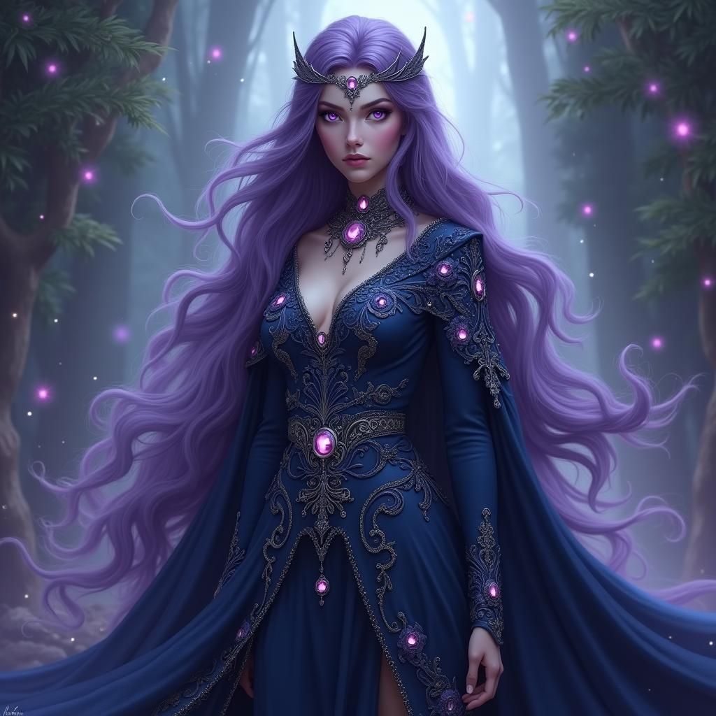 High Elf Sorceress in Ethereal Fantasy Art Style
