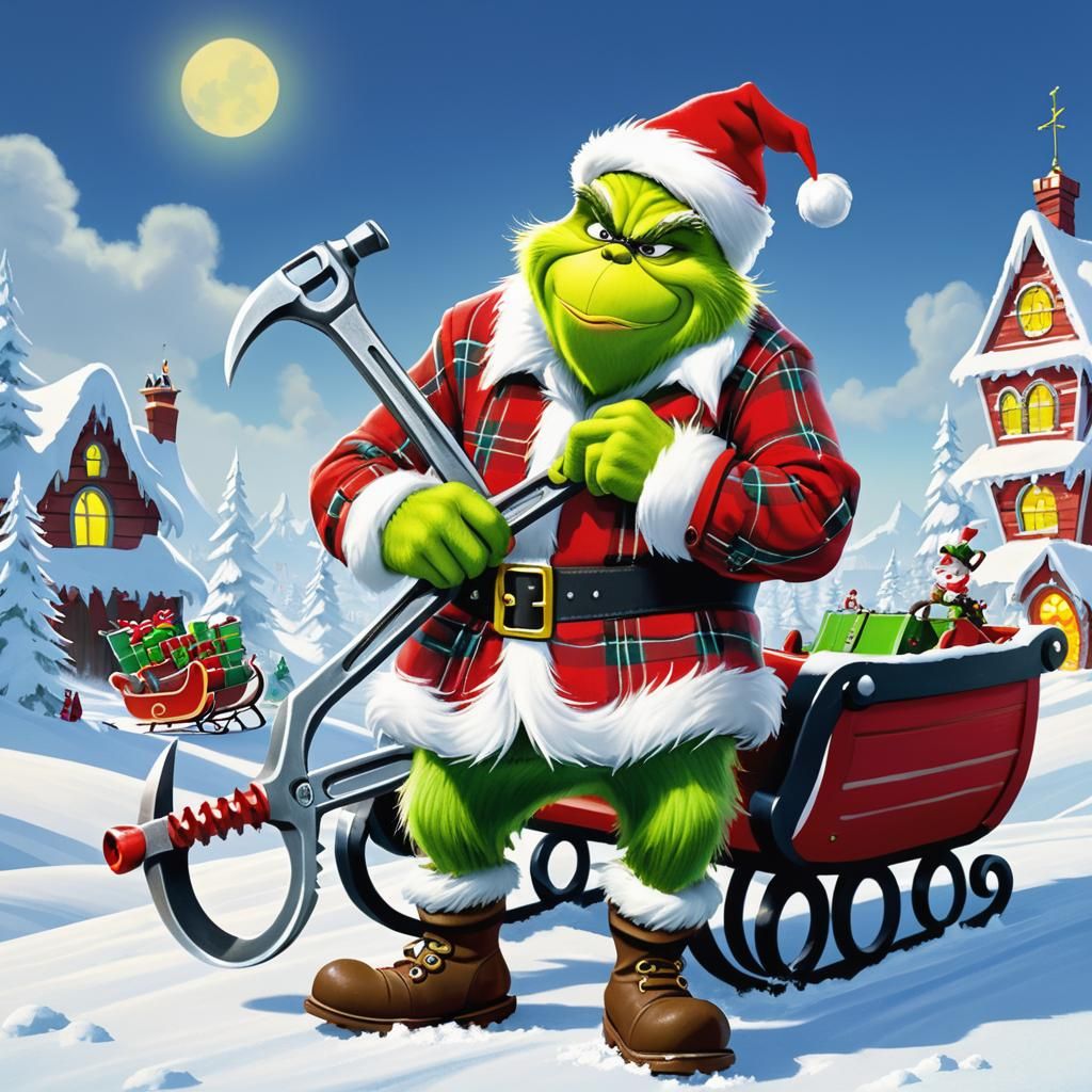 Grinch the Mechanic at the North Pole