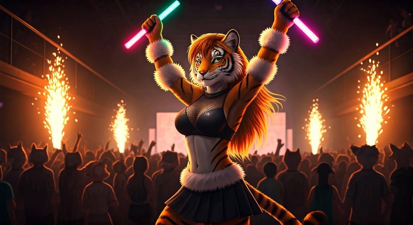 Sultry Disco Tigress in Neon Futurism