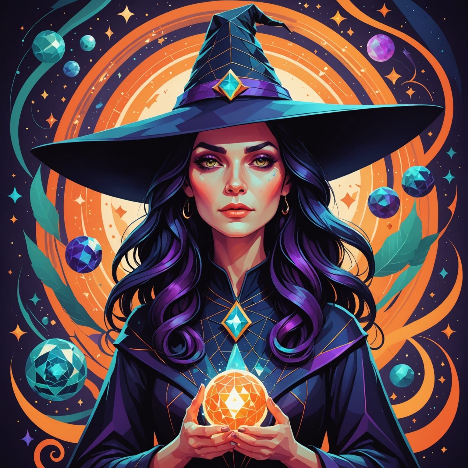 Geometric Witch in a Spiritual Cosmic Style