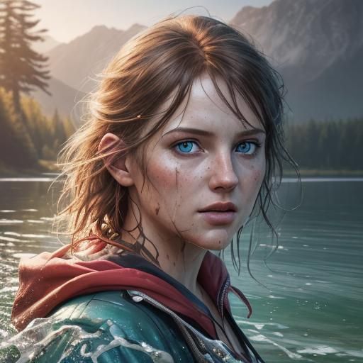 Hyperrealistic Campsite by Lake Splash Art