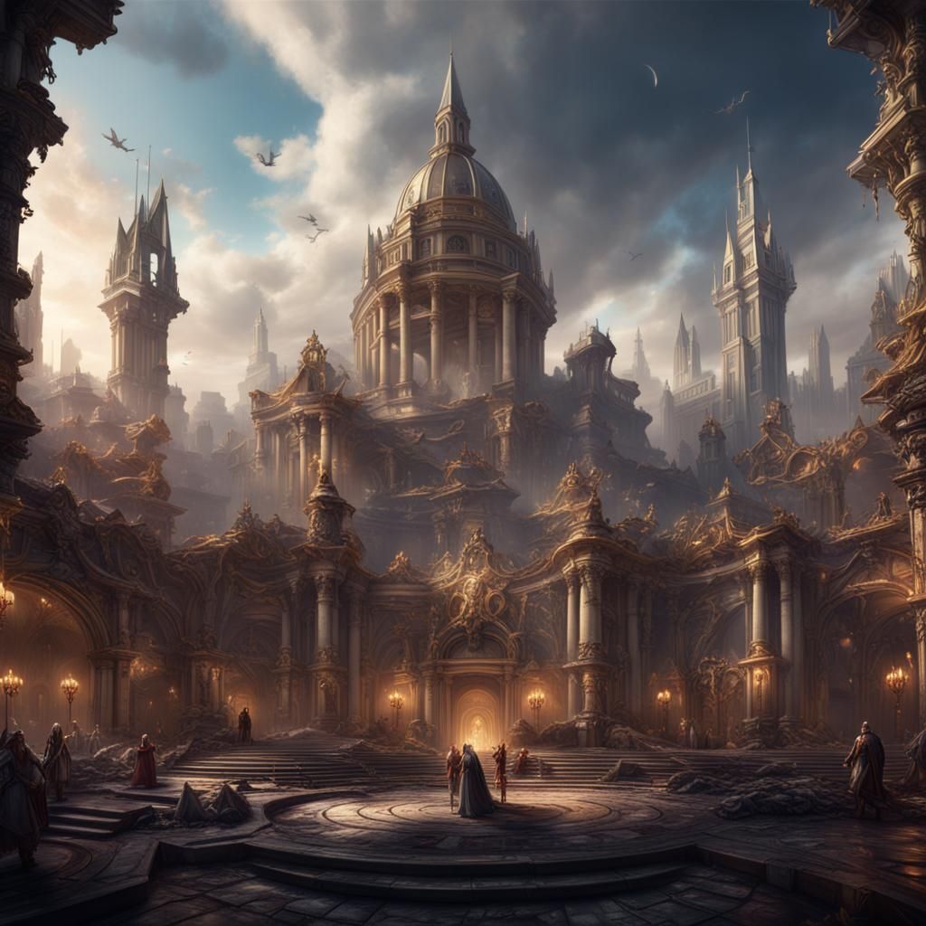 Fantastical Social Arenas in Detailed Matte Painting