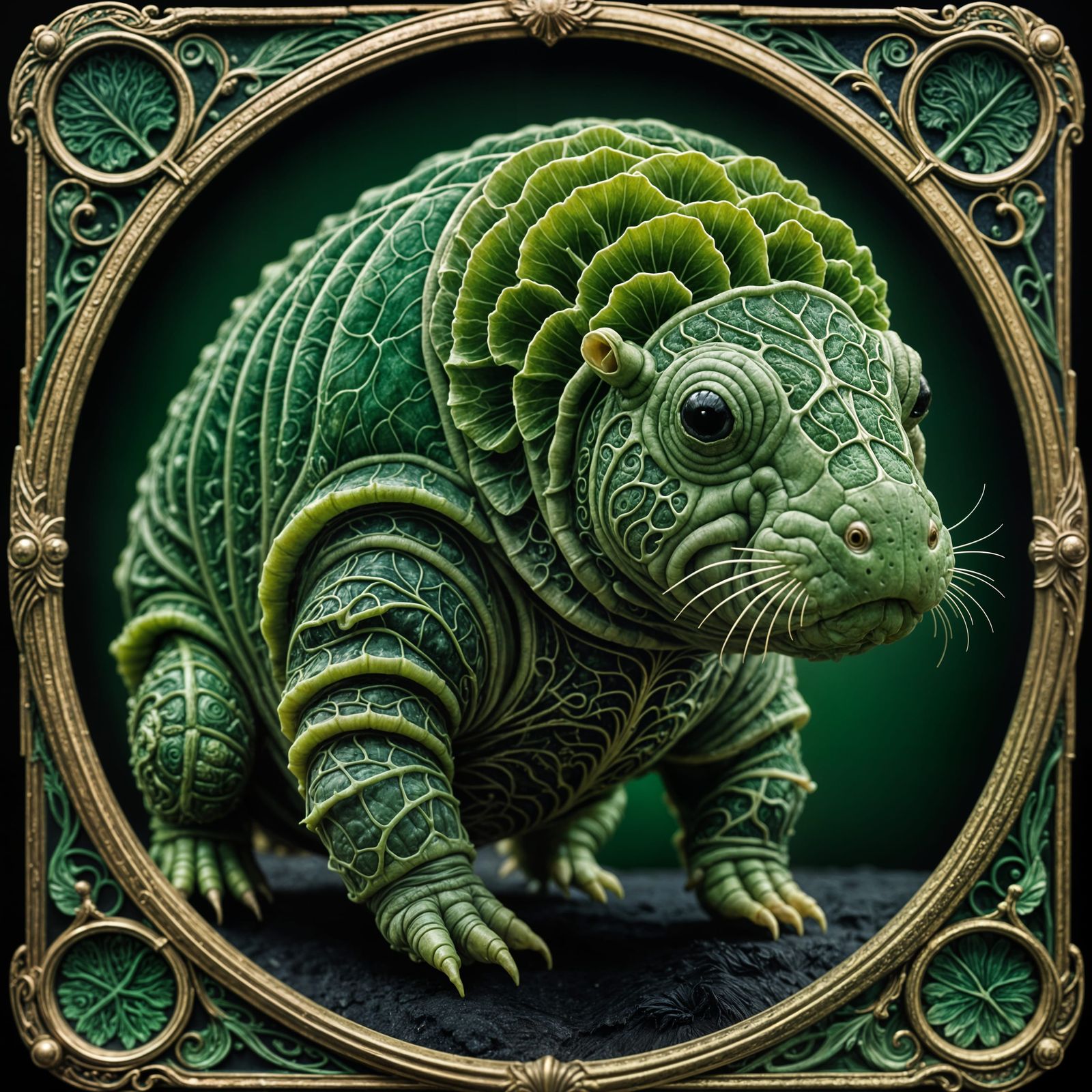 Green Tardigrade in Art Nouveau Style