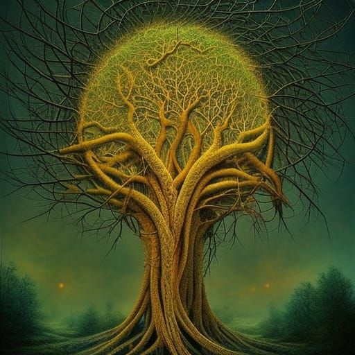 Surreal Fractal Tree Branches on Stargazing Platform