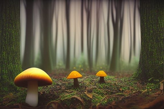 Enchanted Psychedelic Dreamcore Landscape with Melting Snow